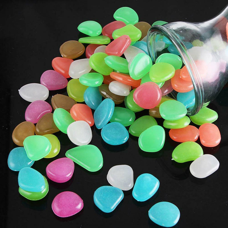 20pcs Colorful Glow in The Dark Luminous Stones Fish Tank Aquarium Pebbles Rock