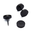 Pair Men's Titanium Steel Barbell Stud Earrings Gothic Black 8mm
