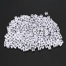 300 White Mixed Number & Symbol Cubic Beads 7x7mm(1/4 inchx1/4 inch)