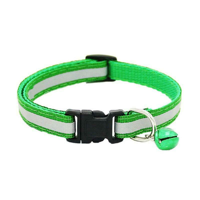 Adjustable Reflective Pet Collar Safety Release Buckle with Bell for Cat Do M6N4