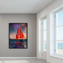 Red Sailboat 5D DIY Full Round Drill Diamond Painting Mosaic Handmade Craft