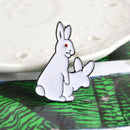 4X(Creative White Rabbit Brooch Evil Animal Bunny Enamel Pins Metal Buckle X5S9)
