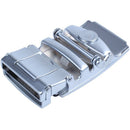 Men's Solid Buckle Automatic Ratchet Leather Belt Buckle Black + Silver2