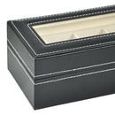 Faux Leather 6 Grid Watch Display Box Case Black Storage Organizer