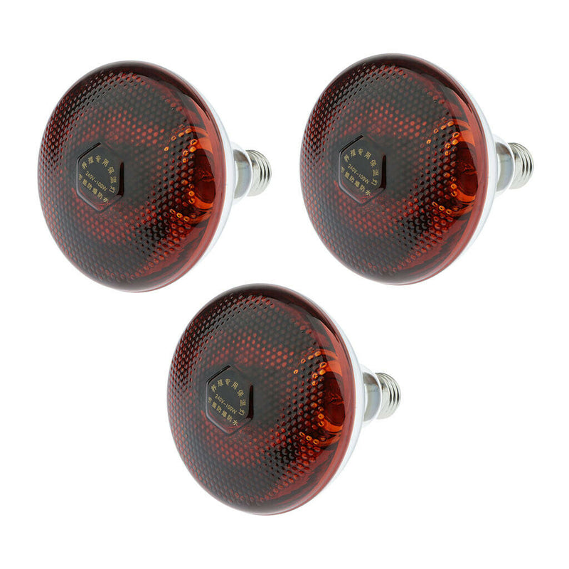 3pcs Reptile Light Bulb 100W Infrared Basking Spot Lamp for Reptiles Amphibian