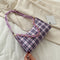 Fashion Plaid PU Women Handbag Totes Chain Underarm Shoulder Bags (Purple)