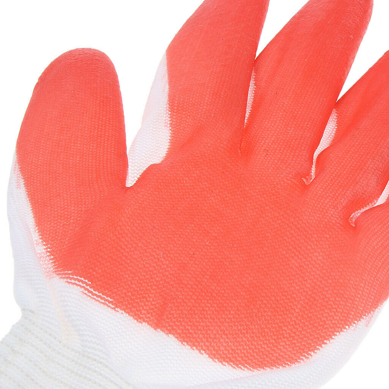 12 Pair Rubber Coat Palm Coated String Knit Work Gloves Large 200mm