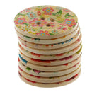 10pcs Flower Floral Printed 4-holes Wooden Buttons for Sewing Craft DIY 50mm
