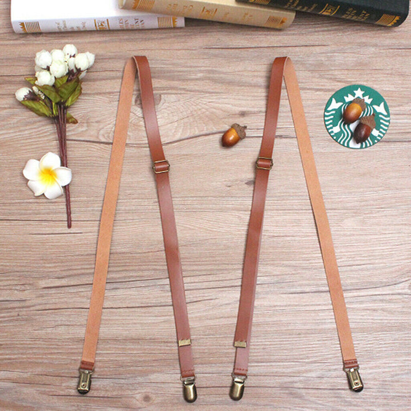 Adjustable  Leather Women Men Pants Trousers Suspenders Shirt Braces