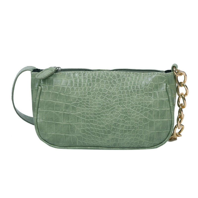 Alligator Pattern Handbag Tote Women Leather Underarm Shoulder Bag (Green)