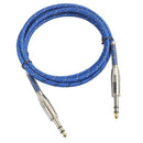 Nylon Braided 6.35mm 1/4 TRS Male Cable Patch Connector for Guitar Bass 1.8m