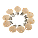 10 Pcs Baby Pacifier & Soother Clips Natural Wooden 3 Holes Teat Clips