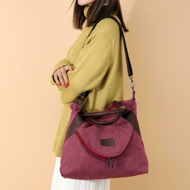 Women Large Totes Shopping Bag Handbag Shoulder Messenger Bags (Wine Red) SN9F