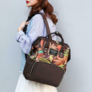 Mummy Maternity Backpack Plant Print Baby Diaper Shoulder Bags (Dark Brown) A