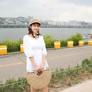 New Half Moon Braided Bag Straw Round Bucket Bag Retro Casual Hand Bag