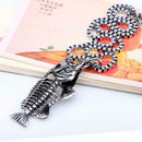 Fish Bone Pendant Necklace Men Fashion Clavicle Long Chain Jewelry Gifts