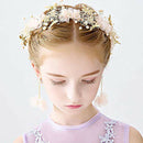 Floral Princess Wedding Headpiece Dried Flower Headband Dragonfly Tiara Hai