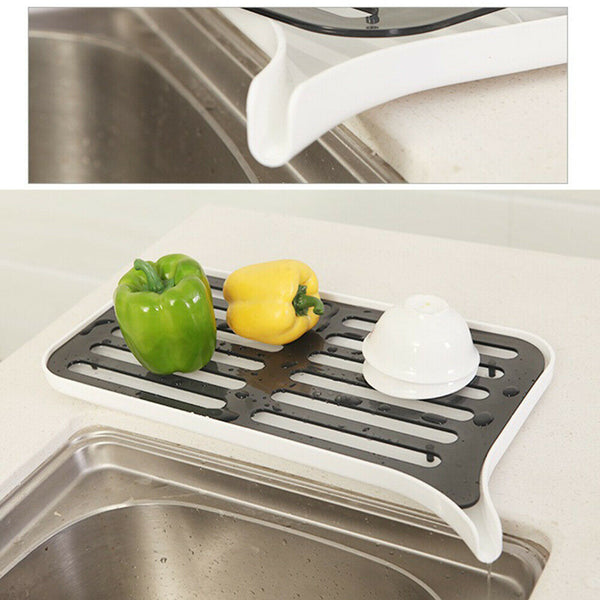 Home Kitchen Double Layers Drain Rack With Tray Sink Caddy Tableware Countertop