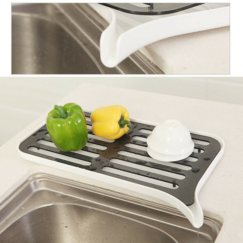 Home Kitchen Double Layers Drain Rack With Tray Sink Caddy Tableware Countertop