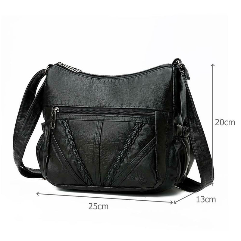 Solid Women Messenger Washed PU Leather Crossbody Bags Shoulder Handbags A