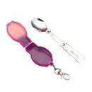 Outdoor Camping Utensil Stainless Steel Folding Spoon with Box (Purple) A