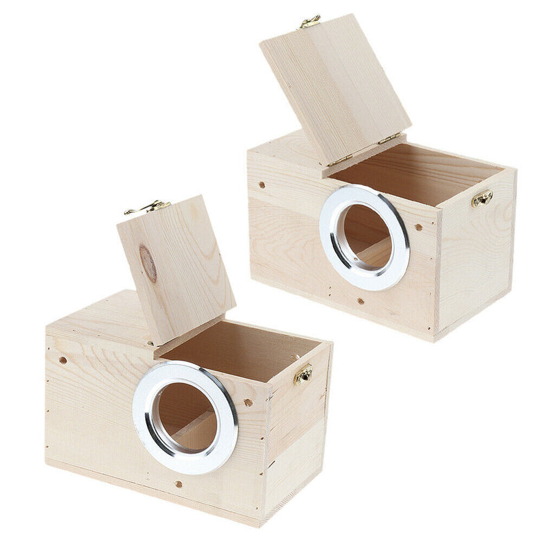 2pcs Pet Bird Wood Breeding Box Parakeet Budgie Cockatiel Breeding Nesting Bird