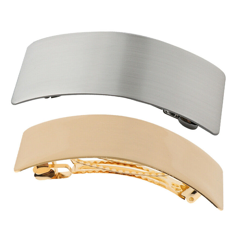 2x Automatic Metal French Barrette Large Hair Clip Pin Ponytail Holder