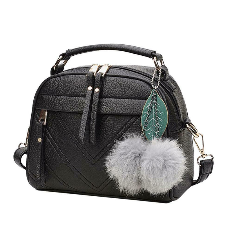 Women Messenger Handbag Shoulder Bag PU Leather Satchel Sling Bag/Black A