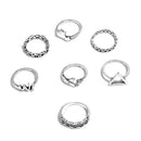 7pcs Daily Geometric Love Hollow Charm Knuckle Ring for Women Jewelry Gift