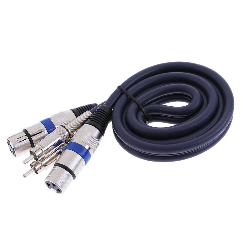 Dual Female XLR to Male RCA Cable 2 XLR to 2 RCA Plug Audio Cord 1M