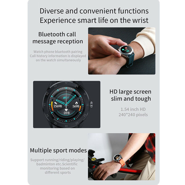 Women Men Bluetooth Smart Watch Wrist Band Sedentary Reminder Black