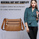 Women PU Shoulder Bag Multi-pocket Mother Solid Crossbody Handbag (Brown)