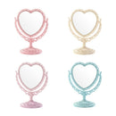 Beige Makeup Mirror Heart Shape Rotatable Stand Table Compact Mirror Plasti O8D7