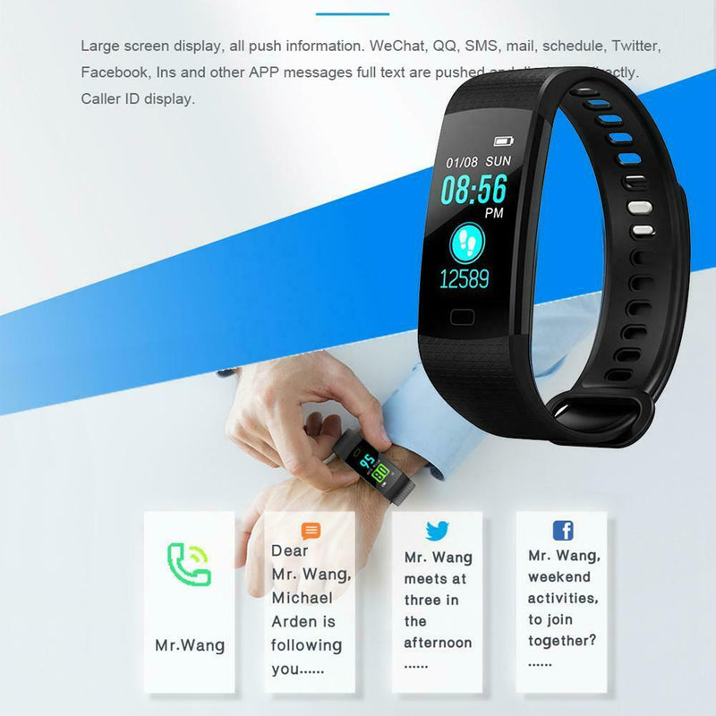 Y5 0.96 inch Heart Rate Blood Pressure Monitor Fitness Smart Band (Black)