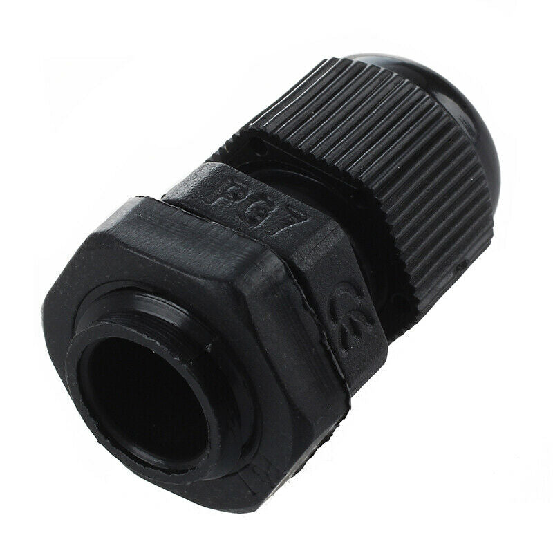 PG7 Black Plastic Waterproof Cable Glands Joints 10 Pcs G7F2