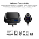 4-Port USB Passenger Car Travel Quick Charger Front/Back Seat Adapter for Phone