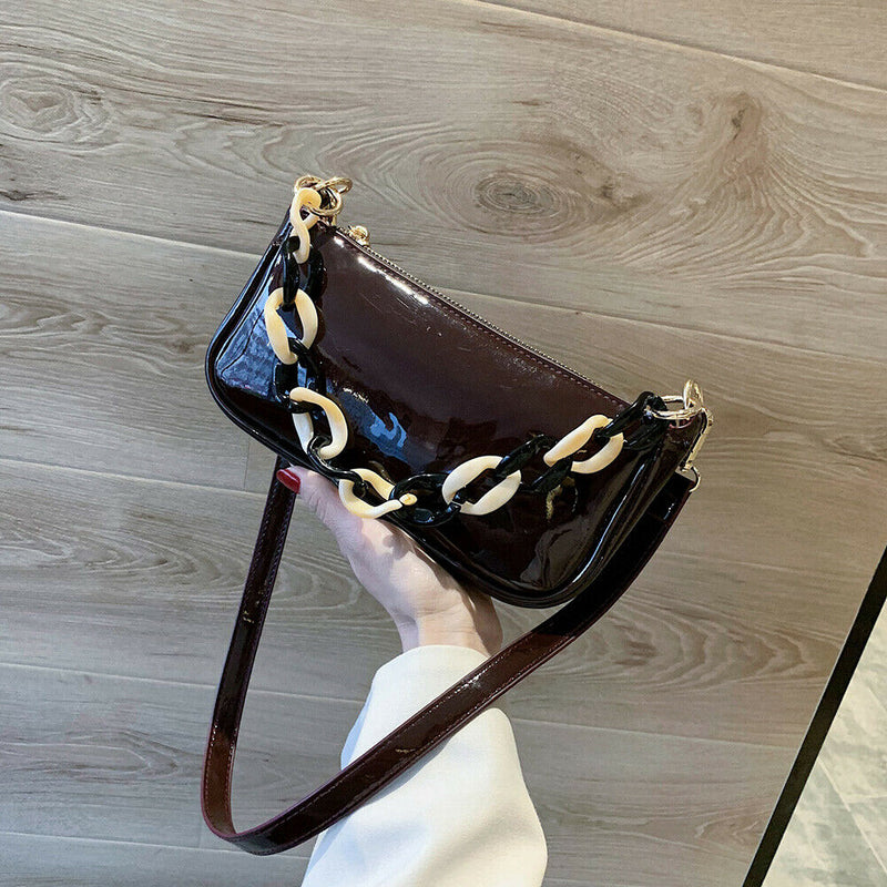 Women Retro PU Leather Shoulder Handbag Small Crossbody Tote Bags (Coffee) A