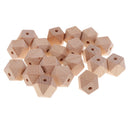 20 Pieces Natural Unpainted Beech Wood Loose Octagonal Beads for DIY Necklace