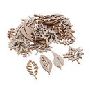 50 Pieces Wooden Leaves Embellishments Wooden Leaf Shapes Crafts for DIY Wedding