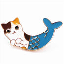 Lovely Cat Fish Mermaid Collar Pins Badge Corsage Cartoon Brooch Jewelry Gift