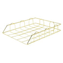 Office Desktop Metal Stackable File Document Letter Tray Organizer Golden
