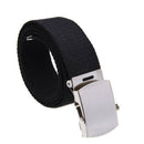 Unisex Black canvas belt buckle belt closure