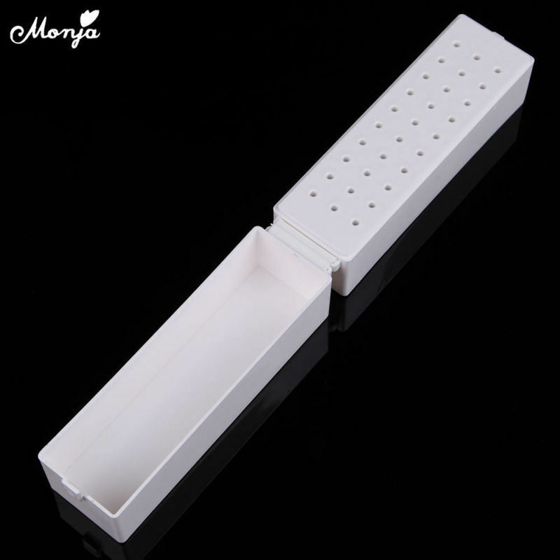 30 Holes Acrylic Nail Art Drill Bit Holder Stand Storage Container Case Manicure