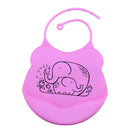 2Pcs Adjustable Waterproof Silicone Infant Baby Bibs With Big Roll Up Pocket