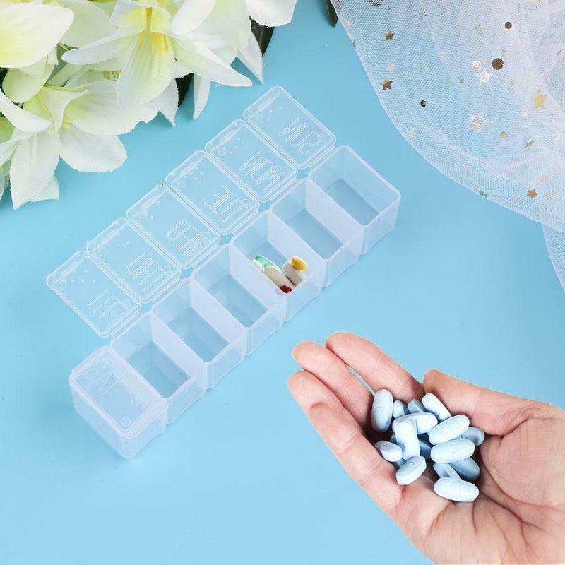Portable 7 Day Weekly Clear Tablet Pill Box Medicine Holder Splitters hv2n