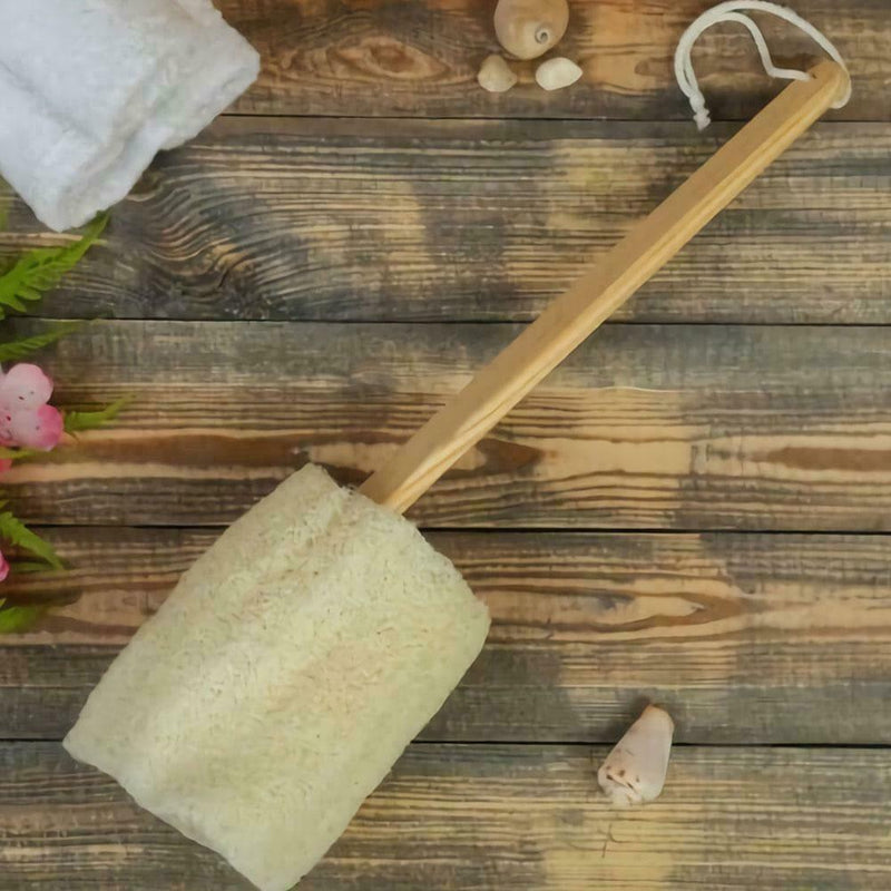 Natural Exfoliating Loofah luffa loofa Bath Brush On Stick a AU W1O2