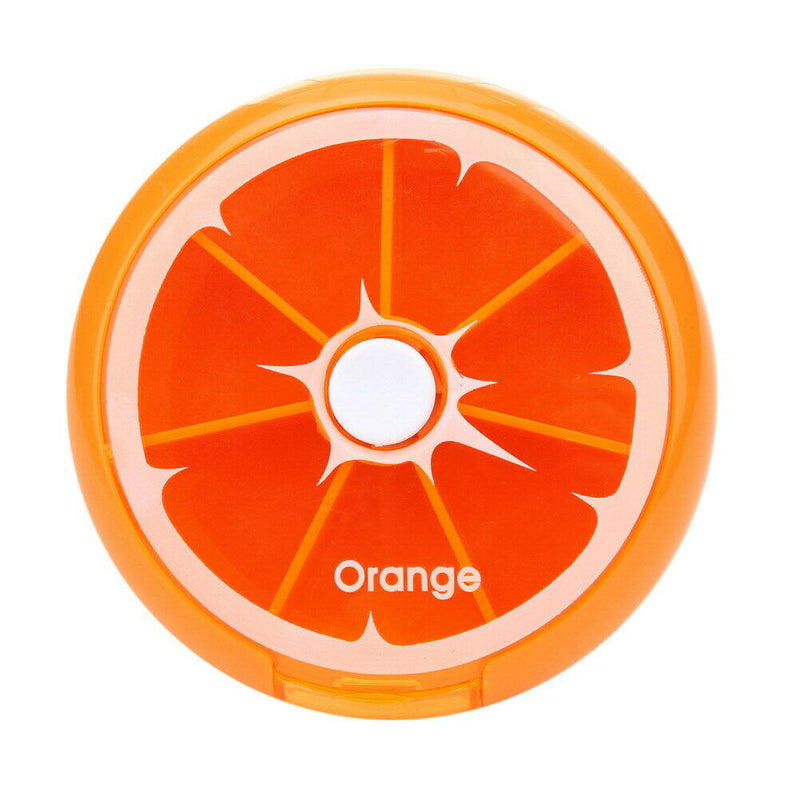 Outdoor Travel Pill Portable 7 Day Rotating Pill Case Orange