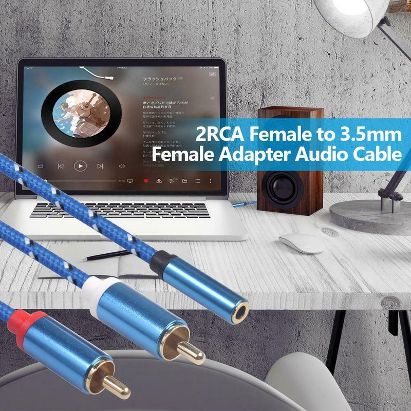 2RCA Female to 3.5 mm Female Mic Audio Y Splitter  Cable Extension Wire for Phon