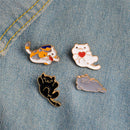 4PCS/Set Enamel Cartoon Animal Cat Brooch Pin Shirt Collar Pin Women Jewelry MO