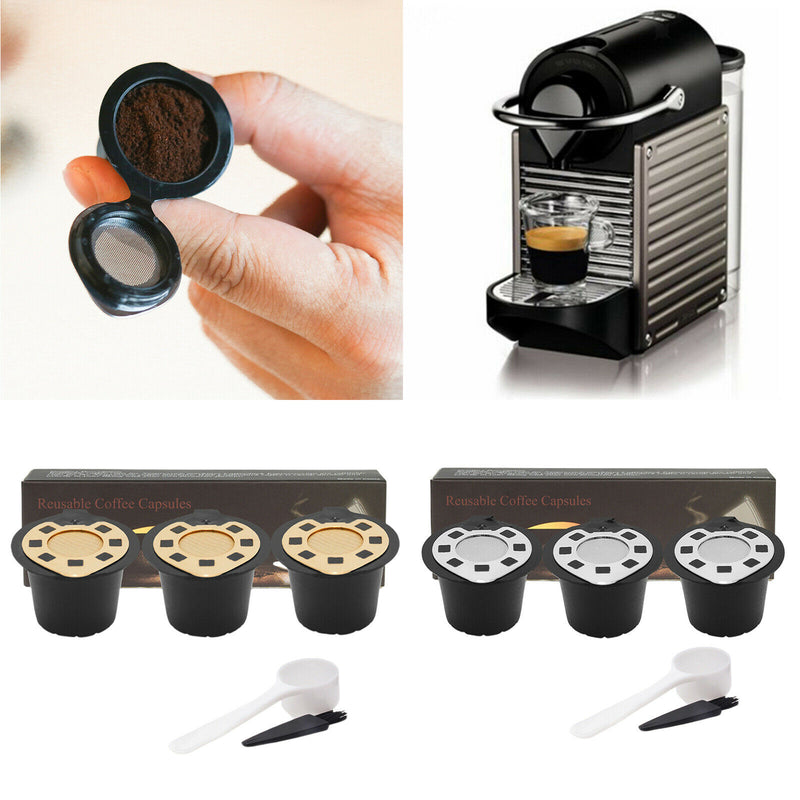 6Pcs Refillable Coffee Capsules Pods for Nespresso Durable Eco-Friendly
